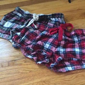 TWO plaid pj shorts - Hollister and other